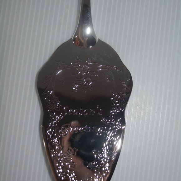 Silverplated Pie Cake Dessert Server Seasons Greetings Christmas Holiday NIB 11" - Picture 3 of 5